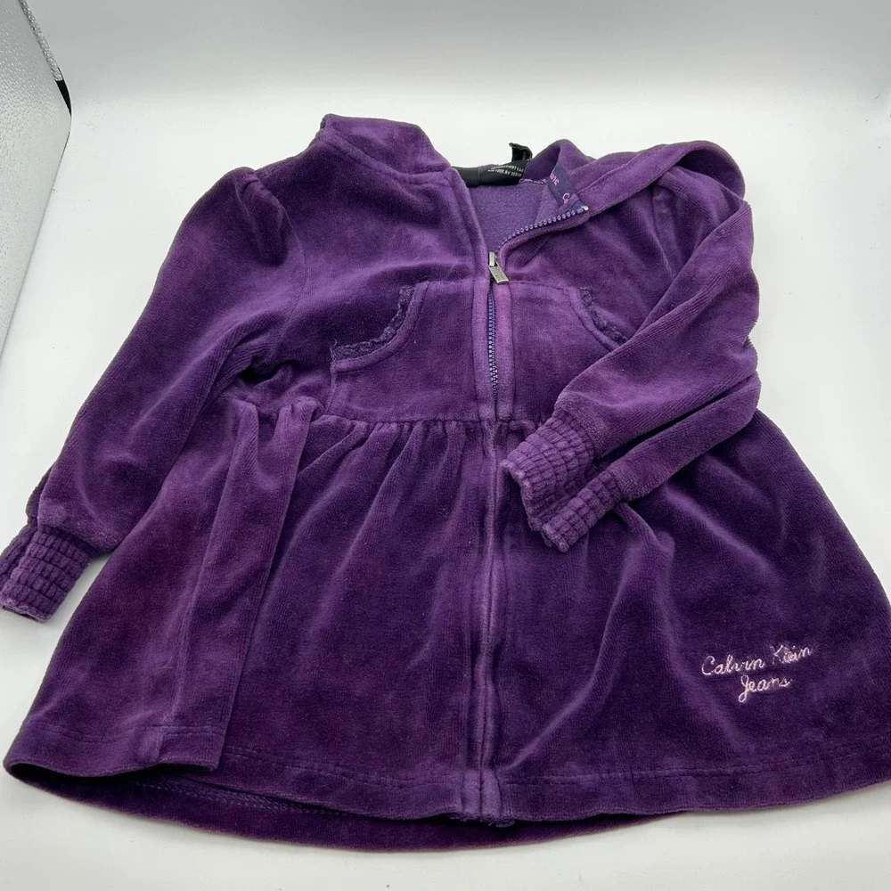 Crazy 8 Pink Moto Jacket & Calvin Klein Purple Velour Hoodie Bundle 12-18 Months